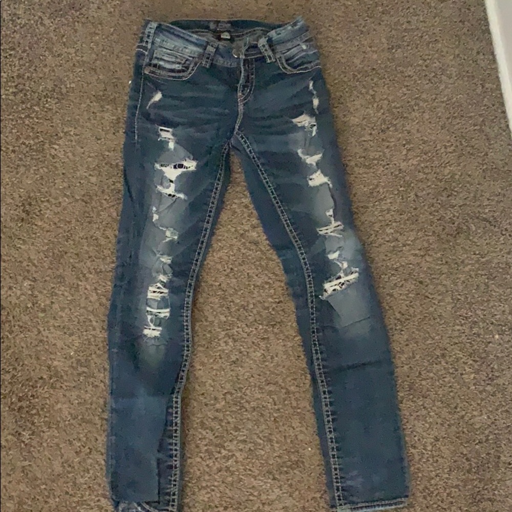Silver Distressed Jeans